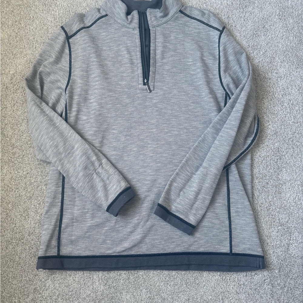Tommy Bahama Men's Gray Quarter-Zip Sweater Reversible